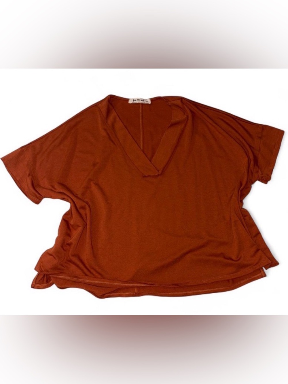 Three Bird Nest Rust Orange V-Neck Dolman Top